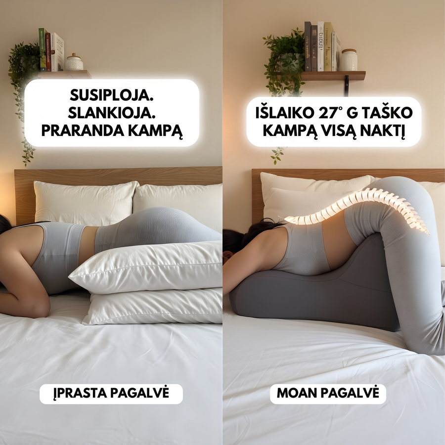 moan™ prieš paprastų pagalvių krūvą